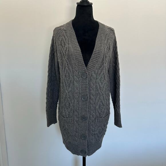 Zara Knit Cardigan, Oversized Chunky, Gray, Size Medium - Picture 3 of 6
